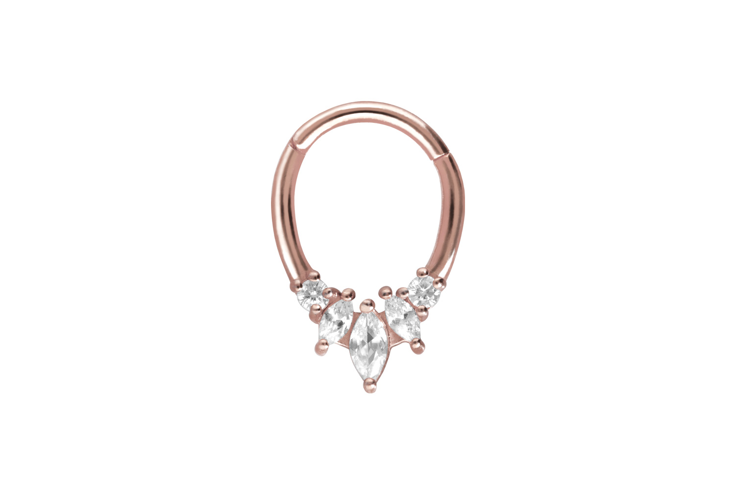Chirurgenstahl Segmentring Clicker Piercing TROPFEN + 5 EINGEFASSTE KRISTALLE
